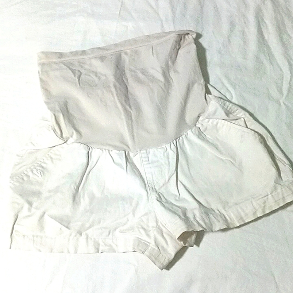 White Maternity Shorts, Medium